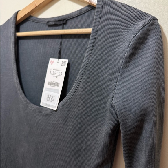 Zara Gray Long Sleeve Acid Wash Effect Mini Dress NWT Size L - Picture 5 of 7